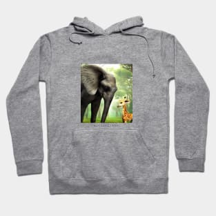 Stunning Digital Art Animal Prints: Baby Elephant and Giraffe" Hoodie